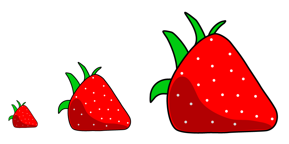 dessiner une fraise en vectoriel pour un SVG de moins de 10K